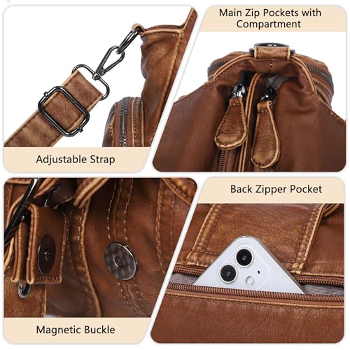 Angel Kiss Hobo Bags for Women Vegan Leather Shoulder Purses and Handbags Ladies Roomy Tote Bags Purse with Crossbody Strap - color: Brown