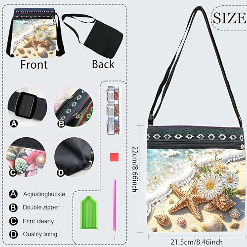 LSQFS Diamond Art Bags Crossbody Kit - DIY Diamond Painting Art Bag for Adults, Gem Art Craft Kits for Women, Stylish Diamond Art Projects Purse as Gift - color: Beach 1