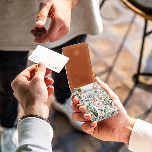 Business Card Holder, PU Leather Printing Business Card Case Pocket with Magnetic Shut, Portable Business Card Carrier Holder for Women or Men (Flower and Grass) - color: Flower and Grass