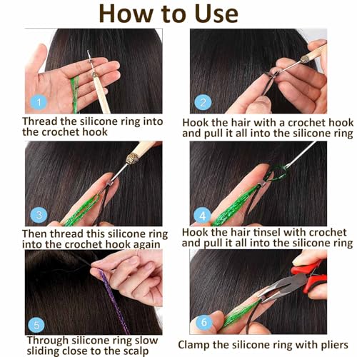 VCAY Hair Extension Tools Kit,200 Beads,Plier,Threader,Hook,Needles,Thread - color: Black