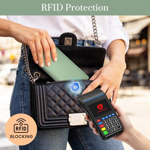 Airkit Slim Women's Wallet, Thin RFID Blocking Wallet for Ladies, Minimalist Credit Card Holder with Zipper Pocket, Matte Green - color: Matte Green