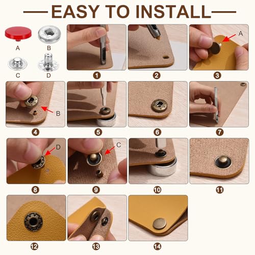 uxcell 20 Set Snap Fasteners, 15mm #831 Zinc Alloy Press Studs Buttons Popper Stud Cap for Clothing Jeans Jackets Leather Sewing Repairing, Coffee - color: Coffee, size: 15mm