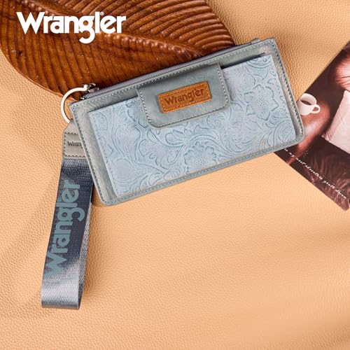 X Wrangler Western Wallet for Women Card Cases & Money Organizers Wristlet Wallet with Zipper Pocket - color: 1-Jean