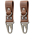 diodrio EDC Leather Strap Keychain Holder, Heavy Duty Belt Clip Key Ring Fob Holder. 2 per Pack. - color: Chestnut
