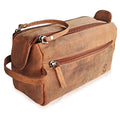 Rustic Town Leather Wash Bag for Men - Travel Toiletry Bag - Shaving Dopp Kit Toiletries Organizer - Leather Makeup Bag for Women | Main Compartment, Interior & Exterior Zip Pockets, YKK Zippers, Waterproof Lining; TSA Carry-On; Gifts for Him, Brown - col