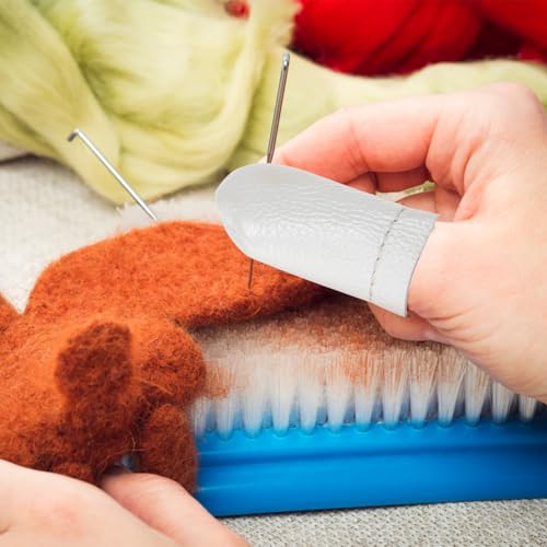 TEHAUX Felt Thimble Finger Protectors 20 Pcs Finger Cots for Sewing Knitting Embroidery Felting Breathable Soft Covers for Tips Flexible Hand Protection