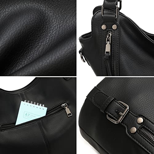 lapsting Hobo Bags for Women Handbags Purse Ladies Boho Shoulder Bag Crossbody Purses Faux Leather - color: I - 15inch Black - Black Metal