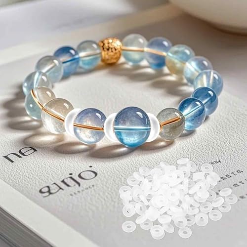 200PCS 2mmx6mm Transparent Silicone O Rings, Stopper Spacer Beads for Jewelry Making, Anti-Slip Locating Rings for DIY Bracelet Necklace Craft Accessories - color: Transparent