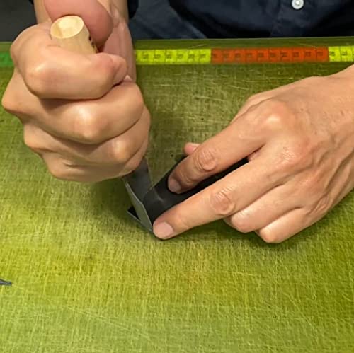 KAKURI Leather Corner Punch Tool 25mm Made in Japan, Professional Leather Cutter Knife Half-Round U Gouge, Sharp Japanese Carbon Steel Blade - size: 25 mm