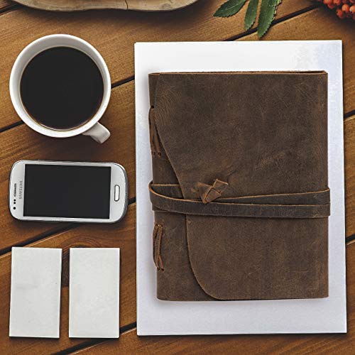 Leather Journal Travel Diary, Handmade Vintage Bound Notebook for Men & Women, Antique Finish, Genuine Buffalo Leather- Quality Lined Brown Paper Perfect for Notes, Art Sketchbook, 7X5 Inches, Brown - style: 7X5 Inches - Brown Lined