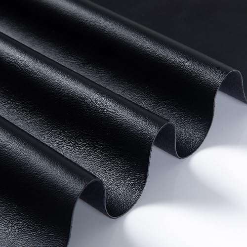 Marine Vinyl Fabric, Upholstery Faux Leather Fabric by The Yard, 0.95 mm Thick PU Leather Sheets for Sofa Chairs Handbags Hair Bows Earrings Crafts (1 Foot 12''X 54'', Black) - color: Black, size: 1 Foot