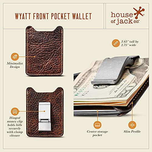 House of Jack Co. Wyatt Money Clip Wallet for Men,Front Pocket Wallet,Brown | Slim Leather Wallet, Minimalist Wallet, Card Holder Wallet, Men's Wallet, Full Grain Cowhide Leather, Gift for Men