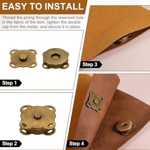 PATIKIL 14mm Magnetic Snap Buttons Set, 12Pcs Copper Magnetic Purse Closure Fastener Clasps Replacement Tool Kit for Purses Handbags Clothes Sewing DIY Craft, Gold - color: Gold, size: 14mm