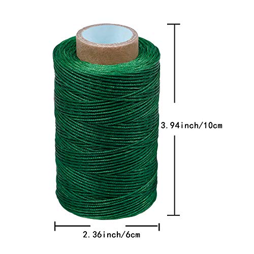 284Yards Waxed Thread for Leather, 0.8mm Waxed Linen Thread, Wax String | Waxed Thread for Bookbinding, Upholstery Thread Heavy Duty, Wax String for Leather Craft DIY/Bookbinding/Shoe Repairing - color: Grass Green