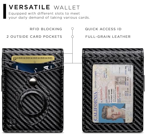 SERMAN BRANDS Money Clip Wallet - Mens Wallets slim Front Pocket RFID Blocking Card Holder Minimalist Mini Bifold - color: Modern Black Transformer Air