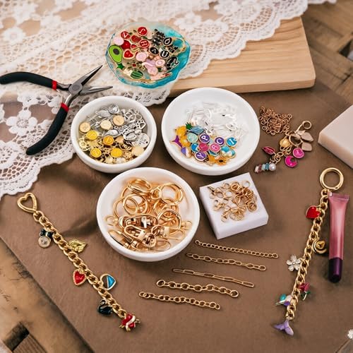 ZadaBelly Charms Lip Gloss Keychain Making Kit, 404 Pcs DIY Bag Charm Kit for Craft Supplies