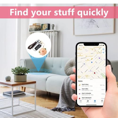 BORKUANA PU Leather Keychain holder Protective Case Compatible with AirTag - color: Camellia C