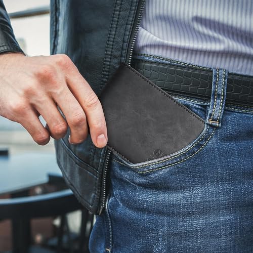 Gostwo RFID Blocking Bifold Wallet for Teen Boys & Men, Credit Card Holder - color: Black Vintage