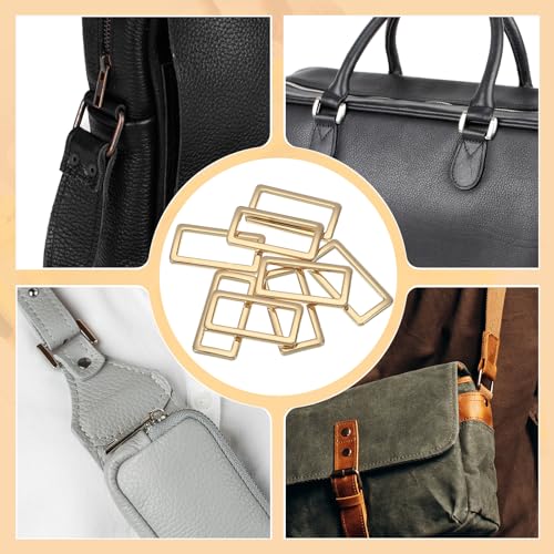 uxcell 8pcs Metal Flat Rectangle Ring, Rectangular Buckle Rings Square Strap Webbing Loop for Bag Belt Purse DIY - color: Light Gold, size: 32mm(1-1/4 inches)
