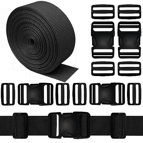 Buckles Straps 1.5 Inch, Webbing Straps 6 Yards, Quick Side Release Plastic Buckles 4 Packs, Tri-Glide Slide Clip 12 PCS, No Sewing Required Heavy Duty Durable, Backpack Parachute Replacement. - color: 1.5 Inch Buckles Straps