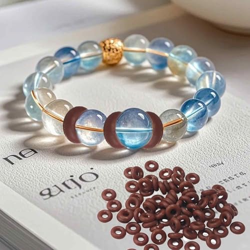 200PCS 2mmx6mm Dark Brown Silicone O Rings, Stopper Spacer Beads for Jewelry Making, Anti-Slip Locating Rings for DIY Bracelet Necklace Craft Accessories - color: Dark Brown