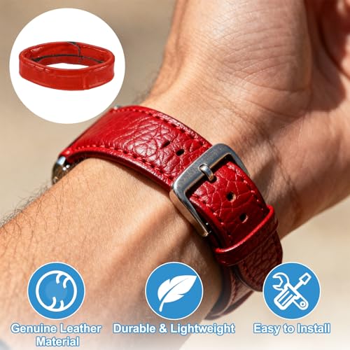 HARFINGTON Leather Watch Band Loops Replacement Watch Strap Holder Retainer Wristwatch Strap Fastener Rings for Wristband - color: Red, size: 16mm