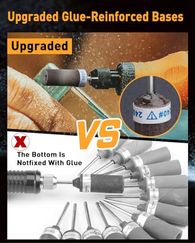 Sanding Drums Sandpaper Sticks Set for Rotary Tool with 1/8 Inch Shank (180 Grit) - size: 180 Grit