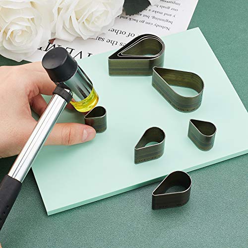 PH Padahall Leather Hole Punch Die Teardrop,8 Sizes Hole Hollow Punch Set High Carbon Steel Punch Cutter Tool Kit Cutting for Leather EVA Foam Fiber Board Clay Handmade DIY Craft - color: Teardrop, size: 8 Sizes (20-55mm)