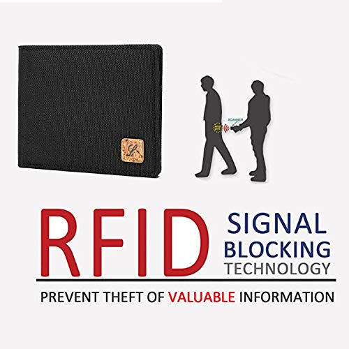 Lanyani Minimalist Fabric Wallet Bifold RFID Blocking - color: Black