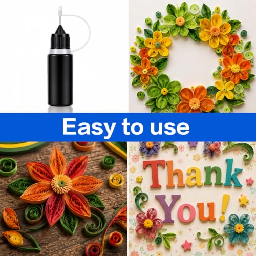 12pcs Black Precision Tip Applicator Bottles 10ml Fine Metal Needle Tip Squeeze Bottles for Glue Liquid Acrylic Painting DIY Paper Quilling Crafts Leak-Proof with Protective Caps