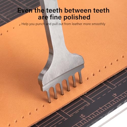 WUTA 2nd Generation Leather Hole Punch Tool Silver Pricking Iron Hole Punche Prong Tooth Lacing Diamond Stitching Chisel Set for DIY Leather Craft Kits (3mm 1/2/4/6) - color: Silver, size: 2nd 3mm 1/2/4/6