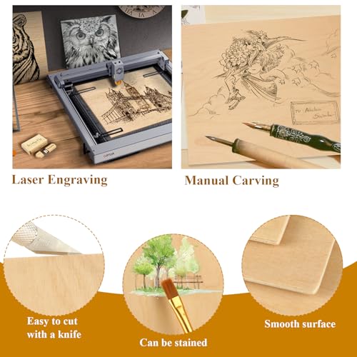 8 Pack Basswood Sheets for Crafts - 12 x 16 x 1/4 Inch 6mm Thin Plywood Sheets Unfinished Bass Wood Boards for Arts and Crafts, Painting, Pyrography, Wood Engraving, Wood Burning, Architectural Models
