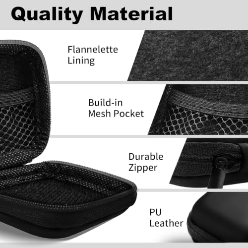Square Earbud Case Portable EVA Storage Bag Cell Phone Accessories Organizer with Carabiner for Wired/Wireless Earphone, Earbud, Earpieces, SD Memory Card, Camera Chips, Tech Pouch, Black - color: B1-Square Black