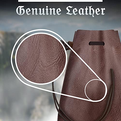 Leather Drawstring Pouch, Coin Bag, Medicine Tobacco Pouch Medieval Reenactment Made in U.S.A. by Nabob Leather Size 5.75" x 4.25" - color: Rustic Brown, style: Medium