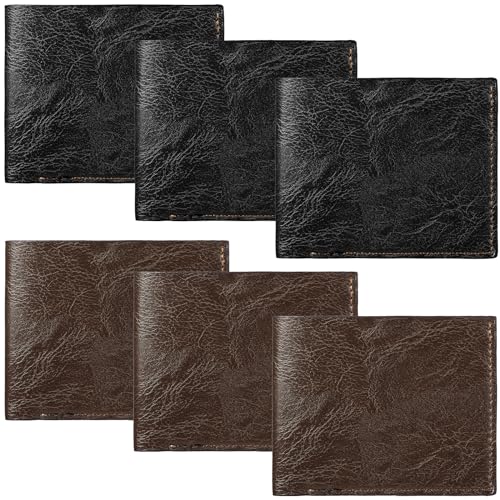 VZZNN 6 Pieces Wallet for Men,Leather Men's Wallets Bulk for DIY Engraving,With Money Clip,Card Holder(3 Black & 3 Light Brown) - color: 3Brown & 3Black