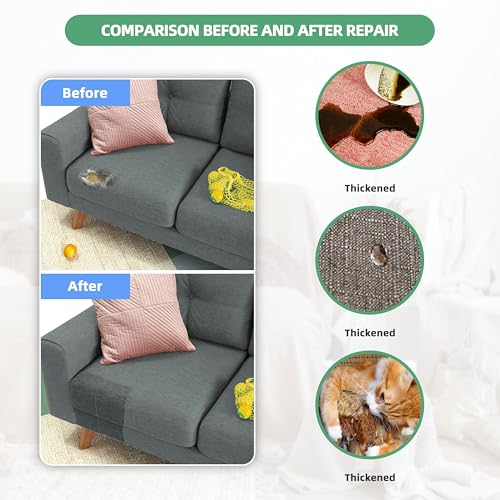 Azobur Coarse Linen Repair Patches, 6 Piece Self-Adhesive Linen Fabric Patches, Multi Color, Can be Used for Linen Sofa Repair and Linen Clothes Repair, Quick Fix Sofa.(Light Gray) - color: Linen - Light Gray
