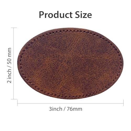 Oval Laser Engraving Leatherette Patchs Iron-on Hats/Caps/Beanie/Backpack,30 Pcs Chestnut Brown Faux Leather Patch/Sheets with Heat Press Adhesive(3 inch×2 inch) - color: Chestnut Brown, size: Oval