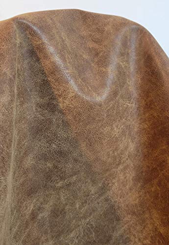 Vegan Faux Leather Synthetic Pleather 0.9 mm Madison 1/2 Yard 18 inch Wide x 54 inch Length Soft Smooth Upholstery Half Yard (18" x 54") (Chestnut Distress) - color: Chestnut Distress