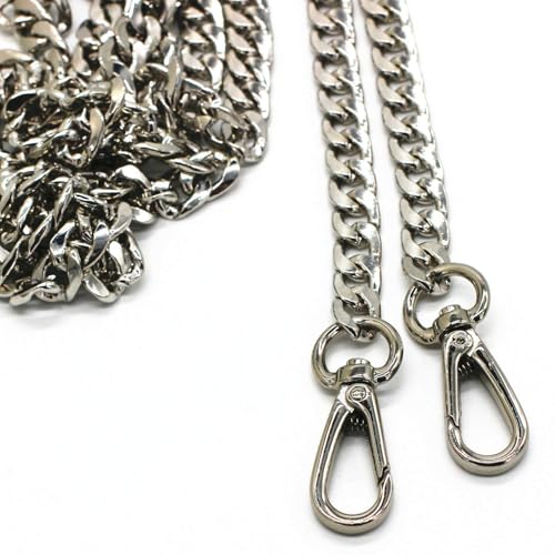 63" Silver Purse Chain Strap Replacement for Crossbody Bag Handbags | DIY Iron Flat Chain Strap with Metal Buckle Replacement for Purse, Crossbody Bag Shoulder Handbags - color: Silver, size: 63"