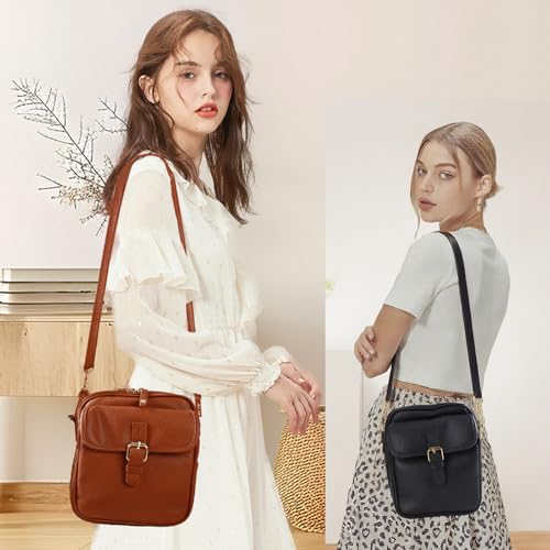 Leather Crossbody Bag for Women,Anti-Theft Messenger Bag with Large Capacity,Built-in Purse Card Slots Shoulder Sling Bag - color: Red