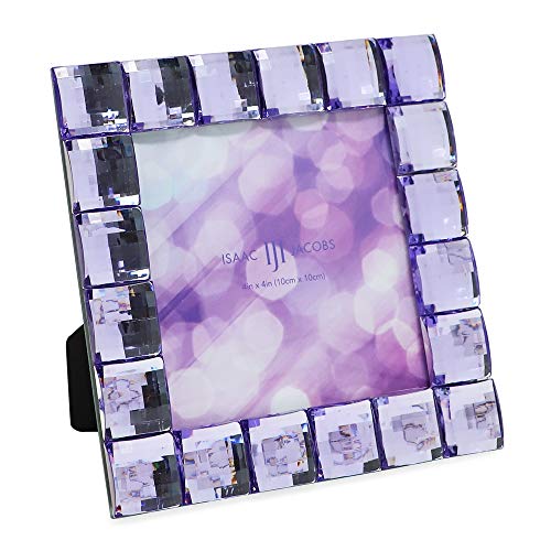 Isaac Jacobs Decorative Sparkling Jewel Picture Frame (4x4, Light Purple) | Jewel Picture Frame, Photo Display & Home Decor Two-way easel for vertical or horizontal display. Does NOT hang on wall - color: Light Purple, size: 4x4