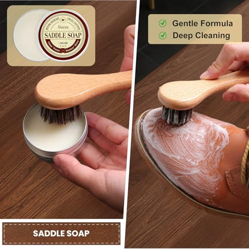Nuroon Leather Boots Care Kit- Leather Cleaner Boots Shoes Cleaning Kit, Saddle Soap,Mink Oil and Wax Waterproofer - style: 10 Pieces