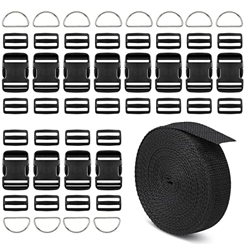 RNKP 2-Inch Buckle and Strap Kit, 12 Yards Nylon Webbing, D-Rings - size: 2" 12 Pcs Buckle Set