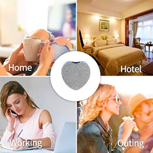 Cute Heart Shaped Compact Mirror for Purse,Silver Travel Mirror with Glitter,Leather Small Pocket Mirror,Portable 2 x 1x Magnification Folding Makeup Mirror,Cosmetic Mirror for Gift - color: Silver-heart Shape