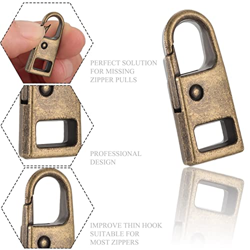 WILLBOND 8Pcs Zips,Bronze | Replacement Pull Tab for Luggage Backpack Jacket, Detachable Metal Slider, Universal Zipper Repair Kit, Fixer Handle - style: Bronze