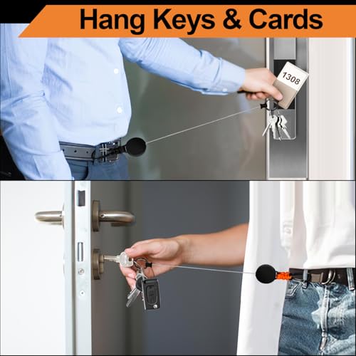 Retractable Keychain 4 Pieces Heavy Duty Carabiner Badge Holder Retractable Badge Reel ID Holder Extendable Key Ring Key Holder (Black + Green + Orange + Orange-Black) - color: Black + Green + Orange + Orange-black