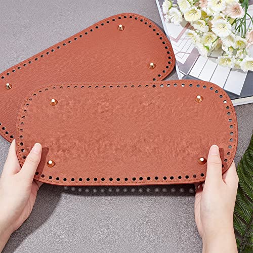 PH PandaHall 2pcs Crochet Bag Bottom 11.8x5.9" Oval Purse Bottom PU Leather Bottom Shaper Pad Bags Cushion Base with Holes for Leather Purse Handbags Shoulder Tote Bags Knitting Crocheting, 4mm Hole - color: Brown