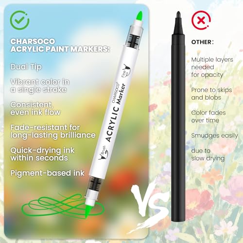 Grey Tones Acrylic Paint Pens, 12 Colors Markers Set with Soft Brush & Bullet Tip, for Rock, Painting, Wood, Glass, Ceramic, Canvas, Stone, DIY Crafts, Making Art Supplies, Fabric Paint - color: Grey