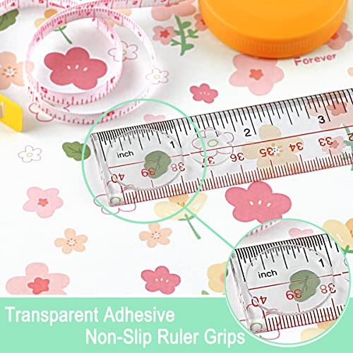 Ruler Grips, Transparent Strong Adhesive Non-Slip Grips | for Quilting Rulers, Quilt Templates, 34 PCS Total -10 Large & 24 Small (Clear, 34 PCS)