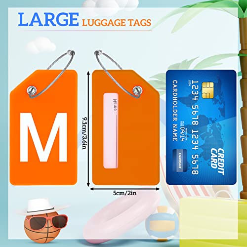 Sweetude 8 Pcs Luggage Tags Silicone Steel Loop, Letter M, Orange - size: Letter M, style: Orange
